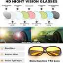 FEISEDY Night Driving Glasses,Men Women Fit Over Sunglasses, Anti Glare Polarized HD Night Vision Glasses Yellow Lens B0221