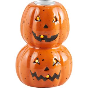 Mud Pie Led Taper Holder; Pumpkin, 2.8" Dia x 4" H