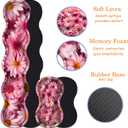 Large Gaming Mouse Pad + Keyboard Wrist Rest + Wrist Support + Coaster Set, Memory Foam Ergonomic for Easy Typing, XXL Extended Gaming Mouse Pad Table Pad - Pink Daisy, 17.32 x 3.53 inches