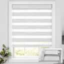 No Drill Cordless Zebra Blinds for Windows, Linen High Precision Fabrics, 30" W x 64" H Linen - Grey