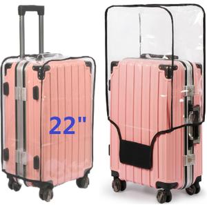 Clear PVC Suitcase Cover - Thickened Waterproof Luggage Protector, Full Transparent Dustproof Sleeve for Wheeled Suitcases (22")