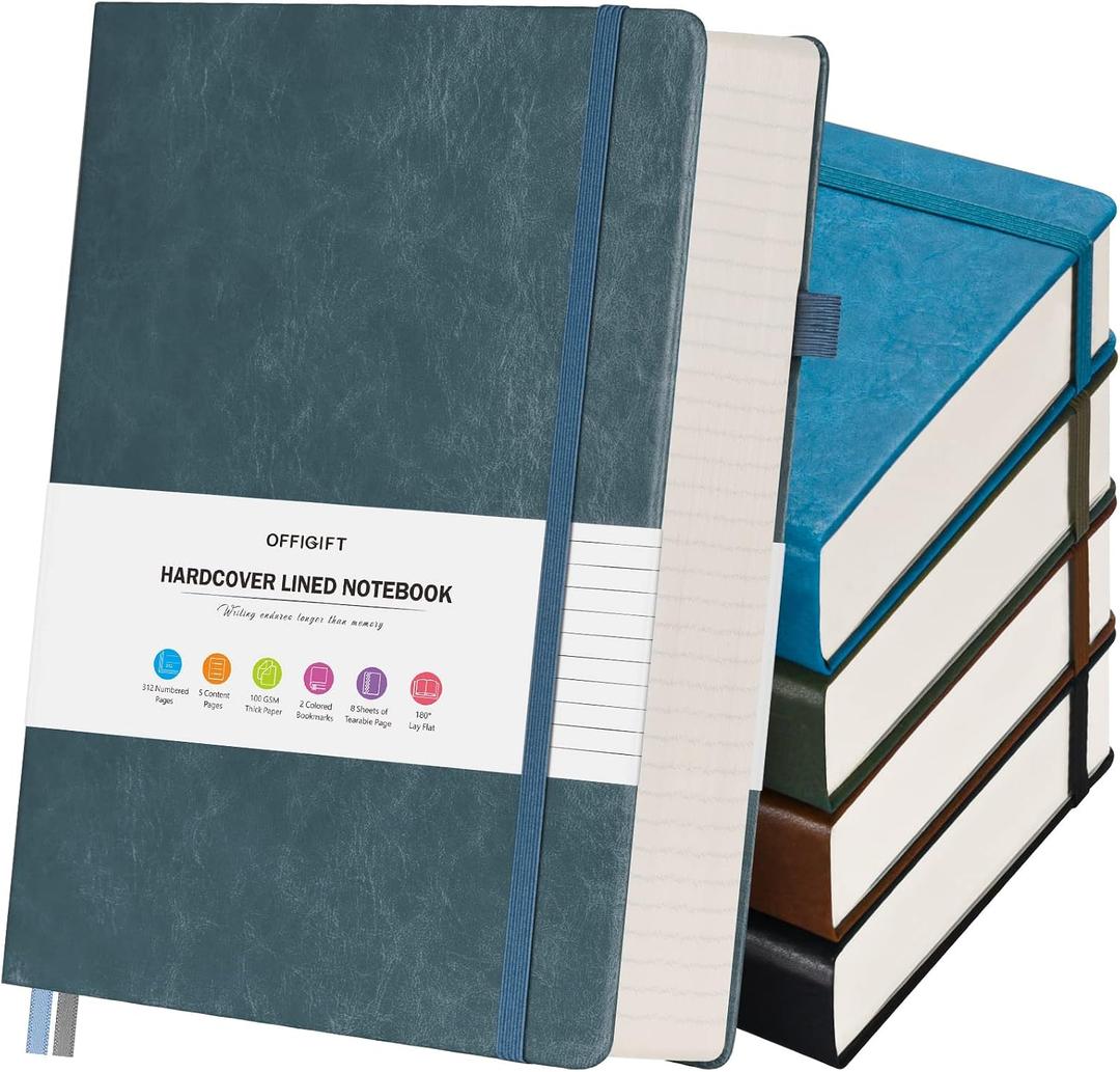 5 Pack College Ruled Notebook Bulk, A5, 312 Numbered Page Thick Journal Set