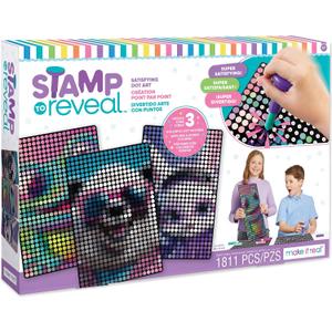 Make It Real Stamp to Reveal DIY Dot Posters, 1 Stamper per kit & 3 Dot Posters |Craft Kit, Artwork Activity, Girls & Kids Ages 6 Bunny, Frog, Panda, Small