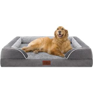 Comfort Expression Waterproof Orthopedic Foam Dog Beds for Extra Large Dogs Durable Dog Sofa The Pet Bed Washable Removable Cover with Zipper and Non-Slip Bottom Bolster (Grey)
