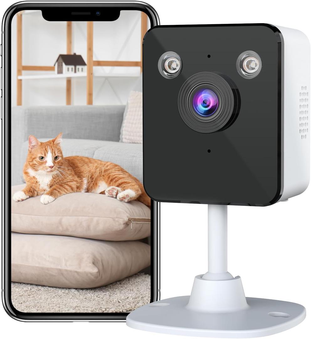 2K Indoor Security Camera for Home, 2.4&5Ghz WiFi Baby/Pet Camera with Phone APP, Night Vision, Motion Detection, 2 Way Audio, Cloud Storage Only, Compatible with Alexa (White (No SD Card Slot))