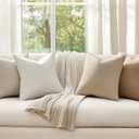Pack of 4 Decorative Linen Pillow Covers 18x18 Natural Boho Couch Throw Pillows for Bed Accent Modern Pillowcase for Sofa Livingroom Bed and Balcony Home Decor