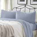 Great Bay Home Cotton Jersey Knit Twin Sheet Set - Ultra-Soft, Stretchy, Heathered Melange Sky Blue Bed Sheets - Cozy, Soft T-Shirt Sheet & Pillowcase Set