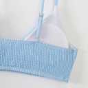 BYINDED Women's Sexy Two Piece Tummy Control Thong Bottom V Neck Bikini Swimsuits (Blue, L)