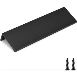 goldenwarm 10 Pack Black Finger Edge Pulls Drawer Finger Pulls Matte Black Kitchen Hardware Handles Bedroom Dresser Drawers,5in Hole Center