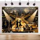 The Great Gatsby Backdrop 7x5FT, Roaring 20s Party Decorations, 1920s Speakeasy Party Backdrops, Black Gold Vintage Dance Photography Background for Birthday Wedding Photo Booth Props (Gold)