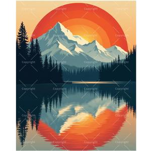 Landscape Paint by Numbers Kit for Adults - DIY Sunset Mountain Reflection on Lake Painting on Canvas 16x20In, Acrylic Paint Set for Beginners, Nature Wall Art for Home Decoration or Gifts