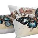 DYcolor 3D Luxury Butterfly Printed Quilt, 3-Piece Retro Vintage Romantic Style Comforter Set with 1 Comforter and 2 Pillow Cases for Teens/Adults (Brown, Queen)
