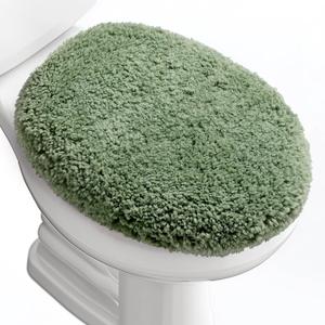 Luxury Soft Microfiber Toilet Lid Cover Machine Washable Solid Toilet Seat Cover 17.5" x 15" Adjustable Rubber Backing Fits Most 16-17.5" L x 14-16" W Round Oblong and Elongated Toilet Seat