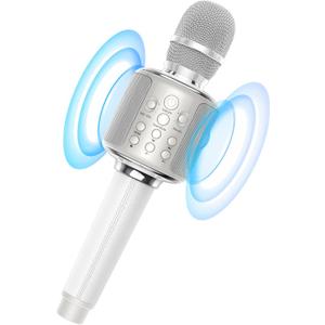 Wireless Bluetooth Karaoke Microphone, Built-in Loud Speaker for 10H Playback, Add Reverb/Duet Mode/Earbuds Monitoring, Portable Karaoke Machine for Entertainment & Singing Practice (White) Wireless Bluetooth Karaoke Microphone, Built-in Loud Speaker for 10H Playback, Add Reverb/Duet Mode/Earbuds Monitoring, Portable Karaoke Machine for Entertainment & Singing Practice (White)