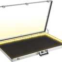 DuvinDD Card Display Case with LED Light for Trading Card, 34 x 22 inch Aluminum Large Portable Card Show Display Case, Lockable Trade Show Display Cases for Pokemon Cards, Coin, Collectibles, Silver