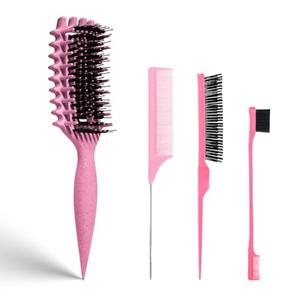 Evercomb Curl Defining Brush for Curly Hair - Detangling & Styling with Lightweight Ergonomic Nylon Bristles, Enhance Curls, Reduce Frizz/Breakage for Women (8Pcs Pink)