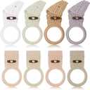 Hoolerry 8 Pcs Hanging Kitchen Towels Ring Crochet Hanging Dish Towel Holder with Loop Button for House Oven Stove Door, 8 Colors(Light Colors,Round)