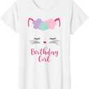 Kitten Birthday T-Shirt Cat Gift, Kitty Birthday Girl Outfit T-Shirt (X-Small)