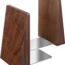 Walnut Book Ends Heavy Duty Handmade Book Ends for Shelves Decorative Bookends to Hold Heavy Books (Black Walnut Wood Large)