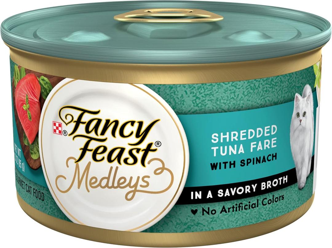 Purina Fancy Feast Medleys Tuna Spinach Wet Cat Food (24 Pack) 3 oz Cans (EXP 06/30/28)