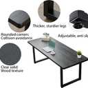 47 Inch Black Solid Wood Computer Desk | Sturdy Metal Base | Modern Home Office Desk | Durable Study Writing Table for Workspace