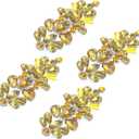 uxcell 4Pcs Rhinestone Crystal Applique, Rhinestone Iron on Patch, Hot Fix Crystal Sewing Applique for Bridal Sash Wedding Dress Shoes Bags, Yellow (8 x 4cm / 3.15" x 1.57" (L x W))