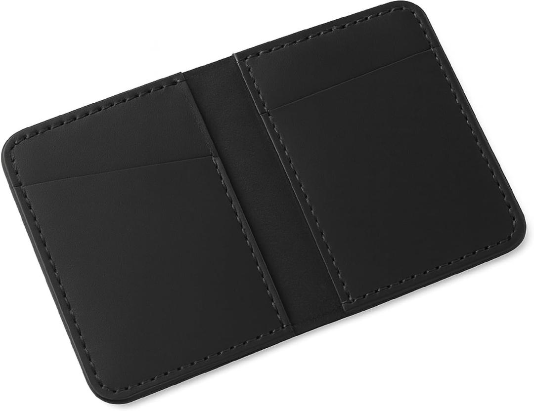 Black Leather Bi-Fold Wallet - Slim Credit Card Case Holder and Cash Organizer Wallet, Stylish Bi Fold Wallet with Leather Card Holder for Men & Women, Credit Card Organizer for Daily Use