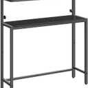 HOOBRO Narrow Console Table with Adjustable Height (31.5"-39.3"), High Entryway Table, Skinny Behind Couch Table with 2 Tier Shelf, Sofa Table for Hallway, Livingroom, Black BB96XG01, 31.5"L x 7.8"W x H