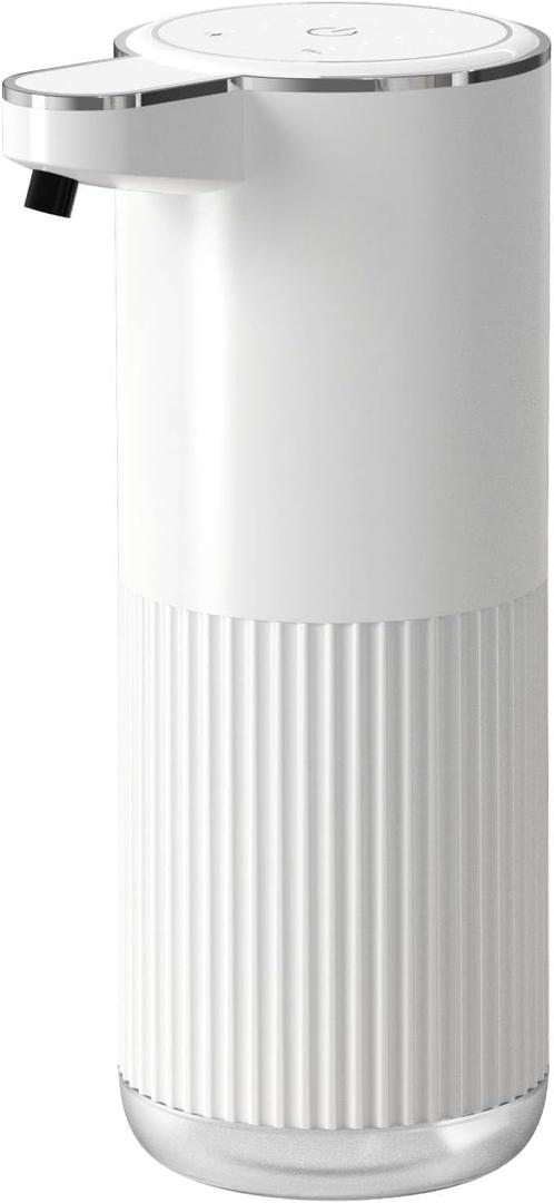 Automatic Soap Dispenser, Touchless Foaming Soap Dispenser Bathroom,Upgrade Hand & Dish Electric Dispenser 4-Level Adjustable Waterproof Wall Mount Kitchen Auto Soap Pump for Thin & Thick Liquid (White)