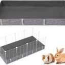 Funfurry Waterproof Guinea Pig Cage Liner,Washable Tarp Bottom Base,Cage Liners for Small Animals,Hamster Chinchilla Hedgehog Ferret Rabbit. (Dark Grey-Paw, 24" X 48")