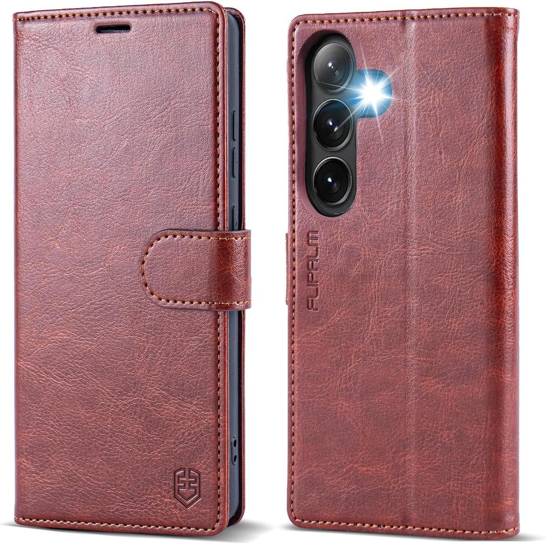 Wallet Case for Samsung Galaxy S26 Plus/S26+ 6.7", RFID Blocking Credit Card Holder, PU Leather Folio Flip Kickstand Protective Shockproof Cover for Galaxy S26 Plus(Brown, Samsung Galaxy S26 Plus)