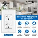 BESTTEN 10 Pack 20 Amp Decor Wall Receptacle Outlet, 20A Tamper-Resistant (TR) Electrical Outlet with Wall Plate, Residential and Commercial Use, UL Listed, White