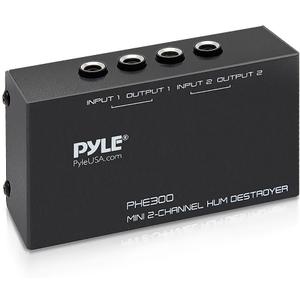 PYLE-PRO Compact Mini Hum Eliminator Box-2 Channel Passive Ground Loop Isolator, Noise Filter, AC Buzz Destroyer, Hum Killer w/ 2 1/4-Inch TRS Input and Output for 2 Mono /1 Stereo Signal