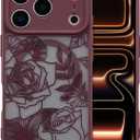 XIZYO Magnetic Case for iPhone 17 Pro Floral Rose Cute Phone Case [Compatible with Magsafe] for Women Girls Aesthetic Pattern Slim TPU Shockproof Bumper Cover, Wine Red