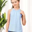 GORLYA 2 Pack Girls Halter Neck Summer Sleeveless Shirt Multipacks Casual Curvy Tank Tops for 6-14Y(GOR1232,8Y,Red+Blue)
