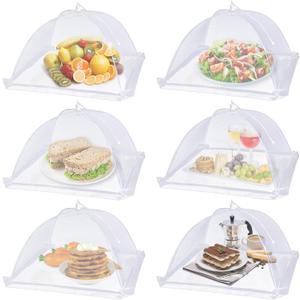 Large Food Cover,6 Pack Mesh Food Tent,17"x17",White Nylon Covers,Pop-Up Umbrella Screen Tents,Patio Net for Outdoor Camping, Picnics, Parties,BBQ,Collapsible and Reusable