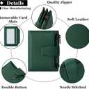 Small Wallet Women RFID Blocking Soft Leather Bifold Compact Card Holder Wallet for Women with Zipper Coin Pocket 4 ID Window