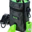 Mighty Paw Dog Treat Bag - Drawstring Closure Pouch - Includes Carabiner Hook and Pick-up Bags - Dog Paw Treat Bag - Pet Training Pouch - (Grey/Green)