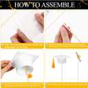 Breling 12 Pcs White and Gold Graduation Centerpiece Sticks Felt Graduation Scroll Diploma and Grad Cap with Tassel Decor 2026 Table Toppers Centerpiece Party Supplies for Grad Party Decorations