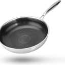 Hybrid 12 inch Stainless Steel Non Stick Skillet,Frying Pans Nonstick, PFOA Free Cookware, Dishwasher and Oven Safe, Induction Compatible
