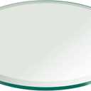Fab Glass and Mirror 17 Inch Round Tempered Beveled Polished Edge Glass Table Top -3/8 Thick Round Glass Table TopHeavy Duty, Dining, Coffee, and Office Tables