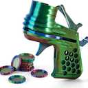 JOYBLI- Disc Launcher Toy Gun with Mechanical Linkage,Easy 3-Step Loading.Launcher Toys for Kids Handheld Shooter Indoor Shooting Game Outdoor Backyard Toy for Boys and Girls Birthday Gifts (Blue)