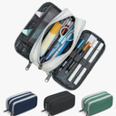 Della Gao Large Pencil Case, Big Capacity Pencil Pouch with 3 Compartments, Office Pencil Bag with Zipper, Big Pen Case for Adults (Beige-03RH) Pack of 2