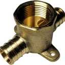 1 Piece XFITTING 3/4'' Pex x 3/4'' Pex x 3/4'' Female Tee Drop Ear, Brass Crimp Fitting - Brass, Pex B 0.75''