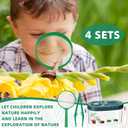 Halloscume 4 Sets Bug Collection Kit for Kids, Explorer Outdoor Kit with Bug Containers for Insects, Magnifying Glass, Tweezers, Nature Exploration Gift Toy for Girls Boys(4 Colors)