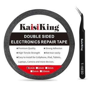 Kaisiking 1mm x 50M LCD Repair Tape for Phone Screen, Adhesive Tape with 1 Tweezers for Cell Phone, iPad, Tablets, Laptops, Camera