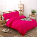 LinenHouse Premium Quality 3-Piece Duvet Cover Set with Zipper Closure & Corner Ties,Solid 1000-TC Ultra Soft Pillow Shams 100% Egyptian Cotton (Queen/Full/Full XL 90x90, Hot Pink)