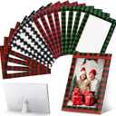 120 Pcs 4x6 Christmas Paper Picture Frame Bulk Cardboard Paper Photo Frames with Stand Holiady Red and Green Photo Frame Ornament for Hanging Crafts Decorations
