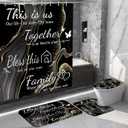 juwute 4Pcs Family Marble Shower Curtain Sets with Rugs,Black Home Inspirational Bathroom Decor Set, Bathroom Sets with Shower Curtain and Rugs, Waterproof Bathroom Shower Curtains, with 12 Hooks