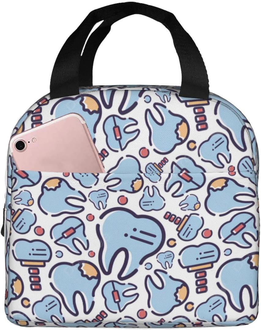 Dentist Lunch Box Dental Hygienist Lunch Bag Cute Tote Bag Insulated Lunch Bags for Women Men Work Camping Travel